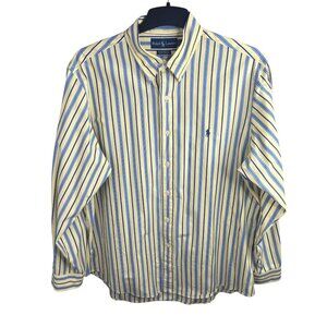Ralph Lauren Custom Fit Yellow‎ & Blue Striped Button-Down Shirt